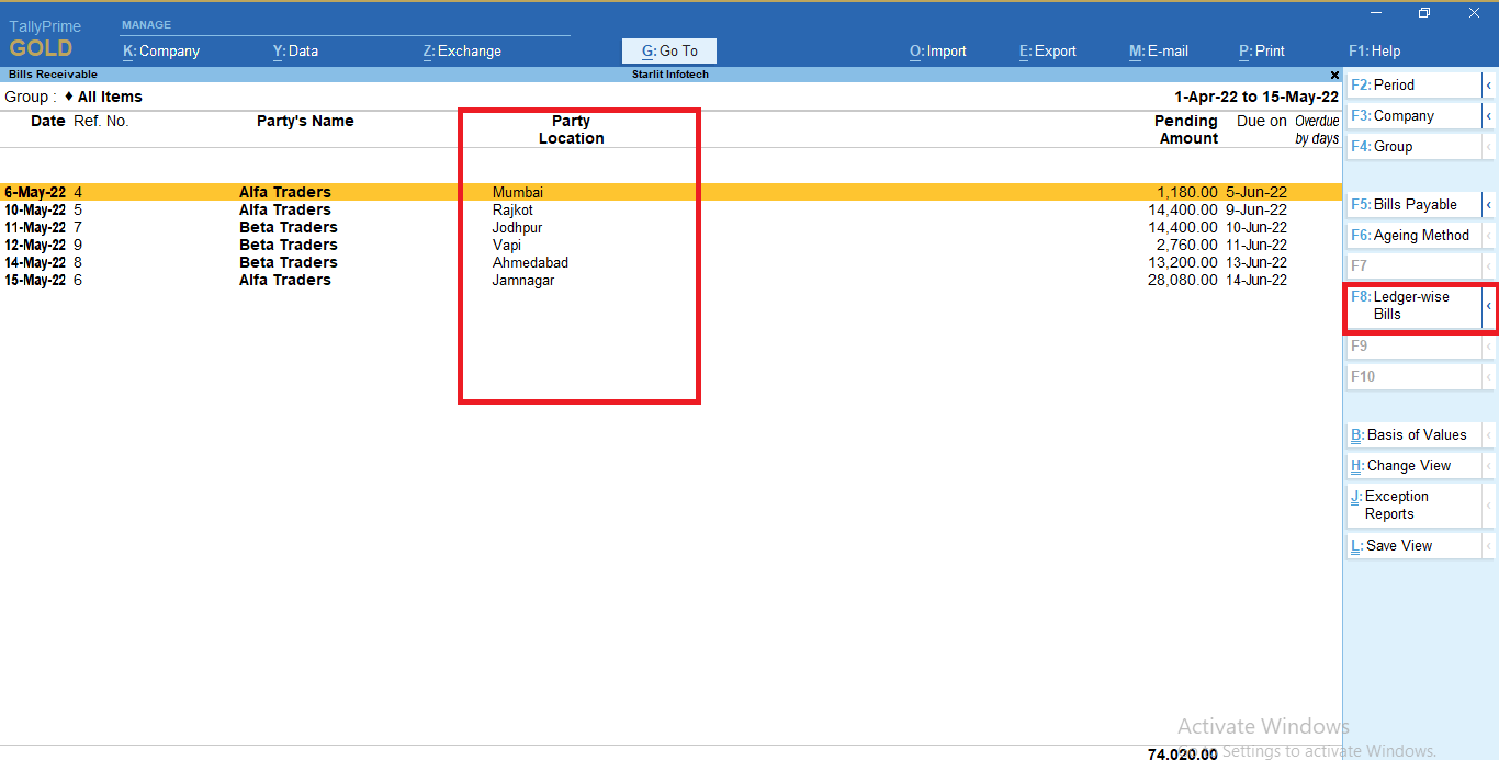 Show Mailing Location ( Branch Name ) in Oustanding Reports